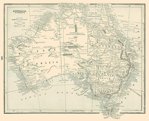 Australia Tasmania - Rathbun 1893 Black Ornate Wood Framed Art Print with Double Matting by Rathbun