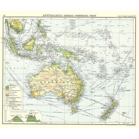 Australia General Commercial Chart - Newnes 1907 Black Modern Wood Framed Art Print by Newnes