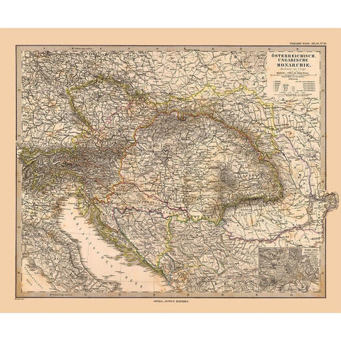 Austro Hungarian Empire - Stieler  1885 White Modern Wood Framed Art Print by Stieler