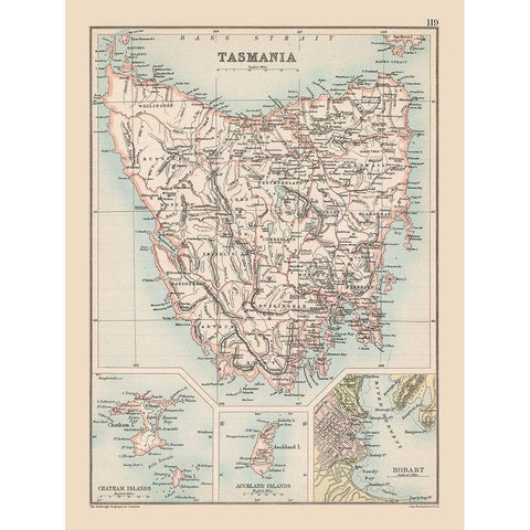 Australia Tasmania  - Bartholomew 1892 White Modern Wood Framed Art Print by Bartholomew