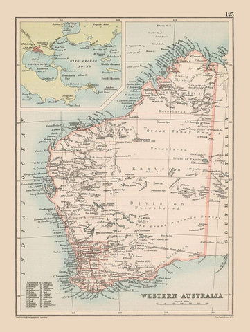 Western Australia - Bartholomew 1892 White Modern Wood Framed Art Print with Double Matting by Bartholomew