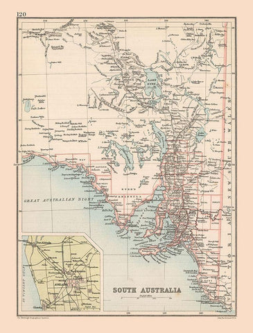 South Australia - Bartholomew 1892 Black Ornate Wood Framed Art Print with Double Matting by Bartholomew