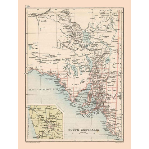 South Australia - Bartholomew 1892 Gold Ornate Wood Framed Art Print with Double Matting by Bartholomew