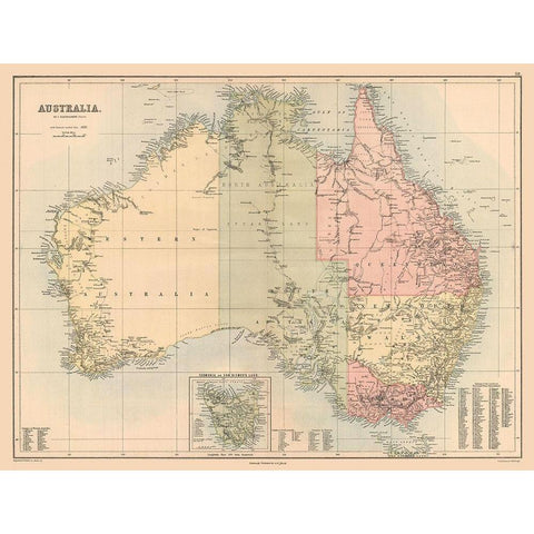 Australia - Bartholomew 1867 Black Modern Wood Framed Art Print with Double Matting by Bartholomew