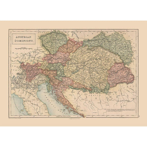 Austrian Dominions - Black 1867 Gold Ornate Wood Framed Art Print with Double Matting by Black