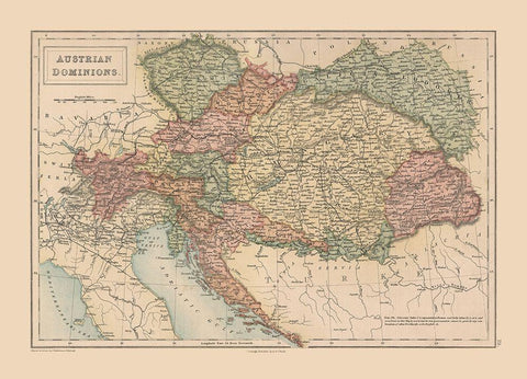 Austrian Dominions - Black 1867 Black Ornate Wood Framed Art Print with Double Matting by Black