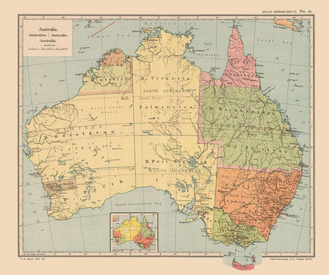 Australia - Flemming 1913 White Modern Wood Framed Art Print with Double Matting by Flemming