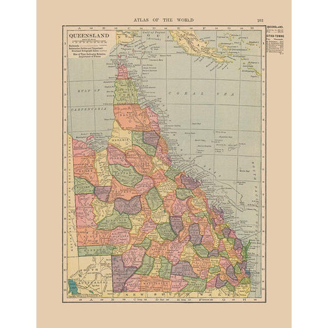 Queensland Australia - Hammond 1910 Black Modern Wood Framed Art Print with Double Matting by Hammond