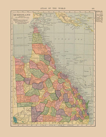 Queensland Australia - Hammond 1910 Black Ornate Wood Framed Art Print with Double Matting by Hammond