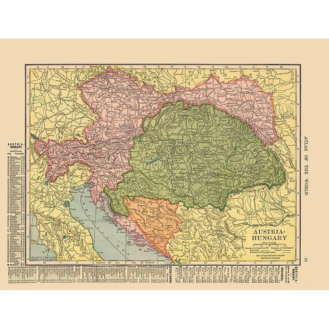 Austria Hungary - Hammond 1910 Black Modern Wood Framed Art Print with Double Matting by Hammond