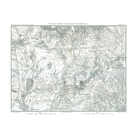 Field Plan of Battle of Austerlitz - Thiers 1866 White Modern Wood Framed Art Print by Unknown