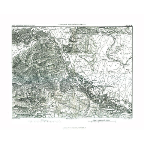 Vienna Austria - Thiers 1866 Black Modern Wood Framed Art Print with Double Matting by Thiers