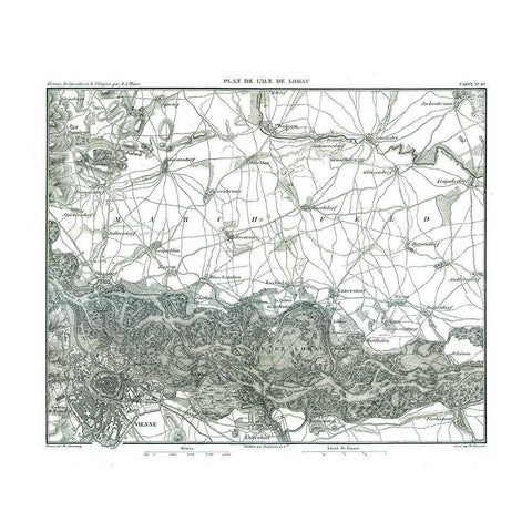 Lobau Austria - Thiers 1866 Gold Ornate Wood Framed Art Print with Double Matting by Thiers