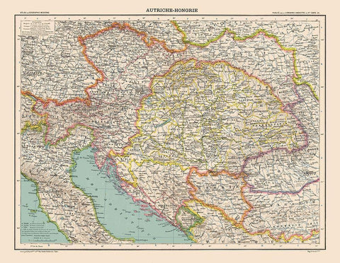 Austro Hungarian Empire - Schrader 1908 White Modern Wood Framed Art Print with Double Matting by Schrader