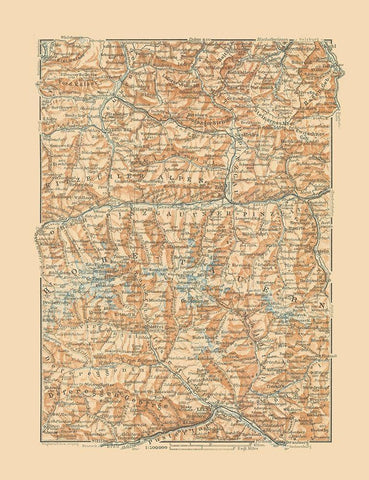 Hohe Tauern Region Austria - Baedeker 1910 Black Ornate Wood Framed Art Print with Double Matting by Baedeker