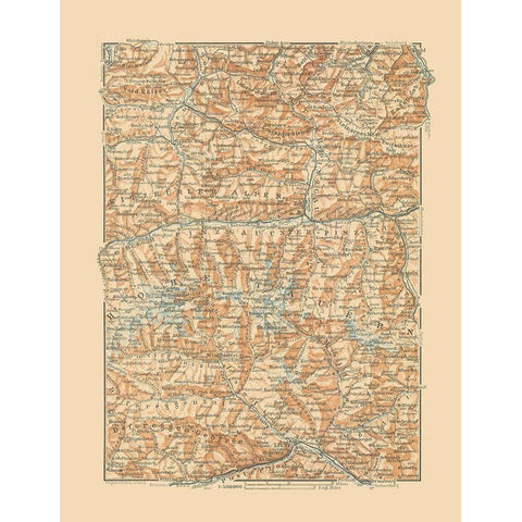 Hohe Tauern Region Austria - Baedeker 1910 Gold Ornate Wood Framed Art Print with Double Matting by Baedeker