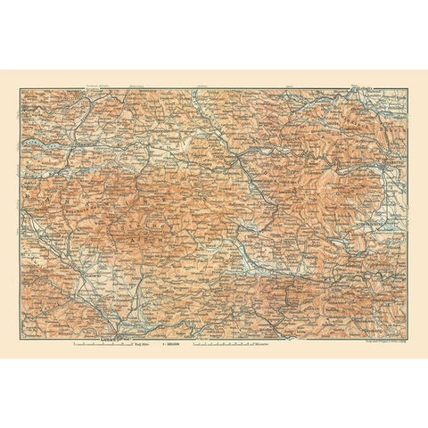 Southern Austria - Baedeker 1910 Black Modern Wood Framed Art Print with Double Matting by Baedeker