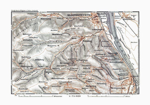 Klosterneuburg Region Austria - Baedeker 1910 White Modern Wood Framed Art Print with Double Matting by Baedeker