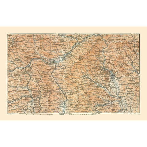 Northeastern Austria - Baedeker 1910 Black Modern Wood Framed Art Print with Double Matting by Baedeker