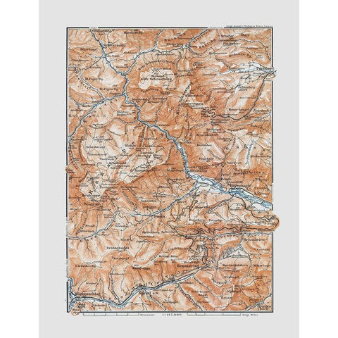 Raxalpe Region Austria - Baedeker 1910 Black Modern Wood Framed Art Print with Double Matting by Baedeker