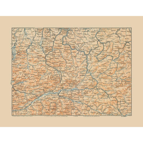 Sthal Region Austria - Baedeker 1910 Gold Ornate Wood Framed Art Print with Double Matting by Baedeker