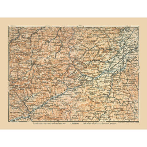 Eastern Austria - Baedeker 1910 Black Modern Wood Framed Art Print with Double Matting by Baedeker