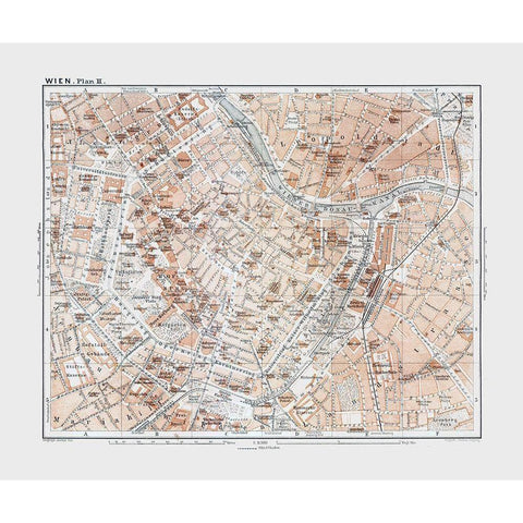 Vienna Austria - Baedeker 1910 Black Modern Wood Framed Art Print by Baedeker