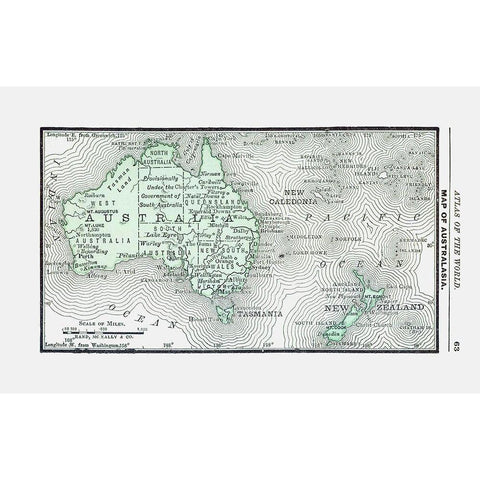 Australia New Zealand - Rand McNally 1886 Black Modern Wood Framed Art Print by Rand McNally