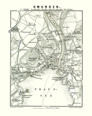 Gmunden Austria - Baedeker 1896 White Modern Wood Framed Art Print with Double Matting by Baedeker