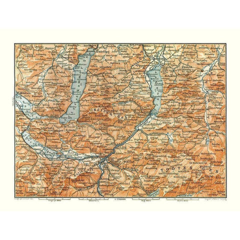 Hollen Geb Region Austria - Baedeker 1896 White Modern Wood Framed Art Print by Baedeker