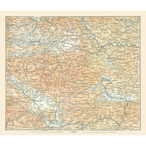 Karawanken Region Austria - Baedeker 1896 Black Modern Wood Framed Art Print with Double Matting by Baedeker