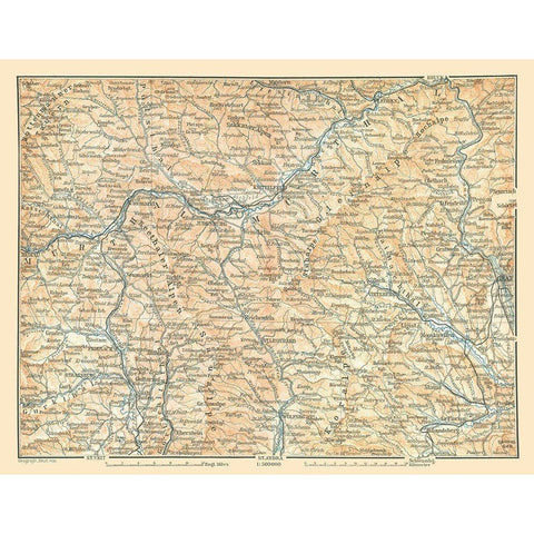 Murthal Region Austria - Baedeker 1896 Black Modern Wood Framed Art Print with Double Matting by Baedeker