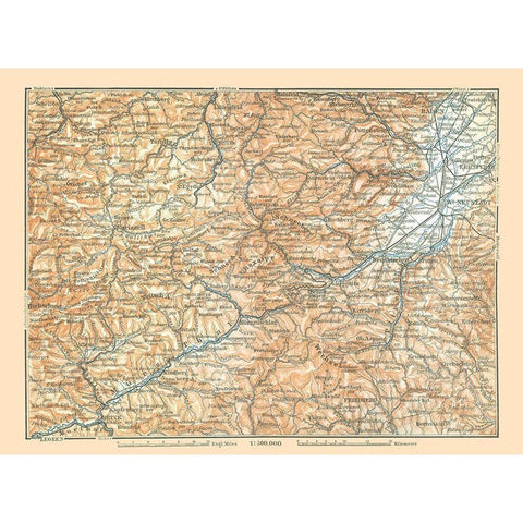 Eastern Austria - Baedeker 1896 Gold Ornate Wood Framed Art Print with Double Matting by Baedeker