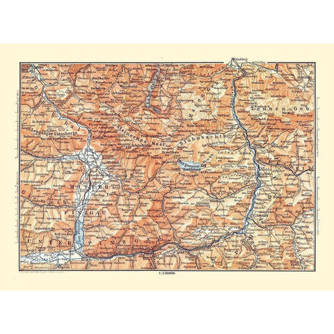 Pinzgau Region Austria - Baedeker 1896 Black Modern Wood Framed Art Print by Baedeker