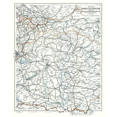 Railways Roads Austrian Empire - Baedeker 1896 Black Modern Wood Framed Art Print with Double Matting by Baedeker