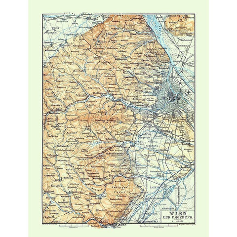 Vienna Austria - Baedeker 1896 Gold Ornate Wood Framed Art Print with Double Matting by Baedeker