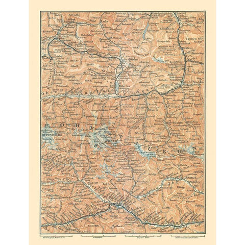 Hohe Tauern Austria - Baedeker 1896 Black Modern Wood Framed Art Print with Double Matting by Baedeker