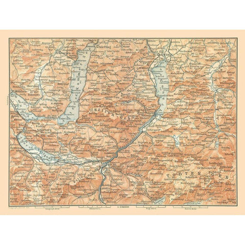 North Austria - Baedeker 1896 Gold Ornate Wood Framed Art Print with Double Matting by Baedeker