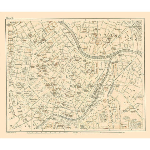 Leopoldstadt Vienna Austria - Baedeker 1896 Black Modern Wood Framed Art Print by Baedeker