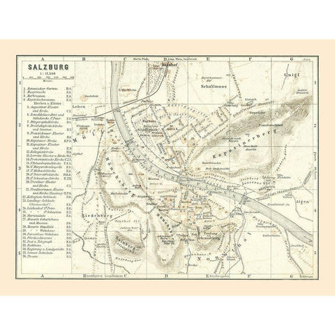 Salzburg Austria - Baedeker 1896 White Modern Wood Framed Art Print by Baedeker