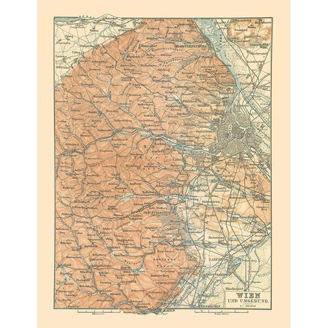 Vienna Austria - Baedeker 1896 Gold Ornate Wood Framed Art Print with Double Matting by Baedeker