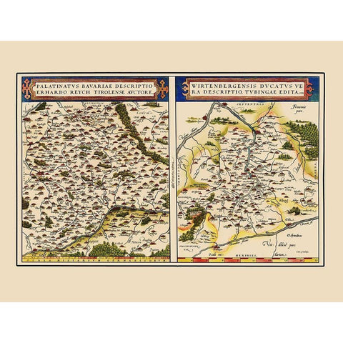 Bavaria Baden Wurttemberg Regions Germany White Modern Wood Framed Art Print by Ortelius
