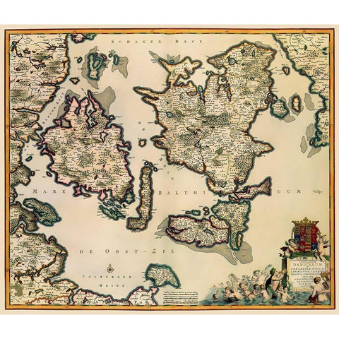 Baltic Isles Denmark - De Wit 1680 White Modern Wood Framed Art Print by De Wit