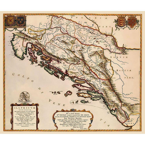 Balkan Peninsula Eastern Europe - Blaeu 1663 Black Modern Wood Framed Art Print with Double Matting by Blaeu