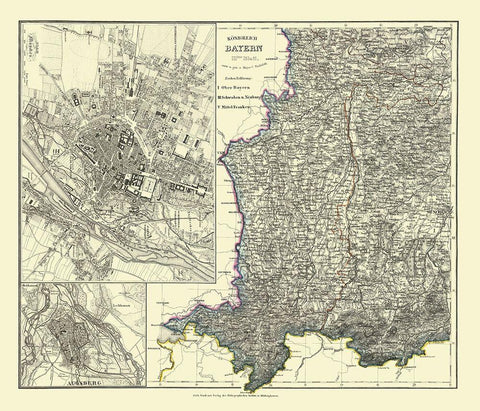 Bavaria Germany - Radefeld 1858 Black Ornate Wood Framed Art Print with Double Matting by Radefeld