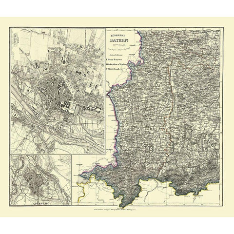 Bavaria Germany - Radefeld 1858 Black Modern Wood Framed Art Print with Double Matting by Radefeld