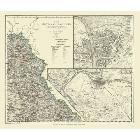 Bavaria Kingdom Germany - Radefeld 1858 Black Modern Wood Framed Art Print with Double Matting by Radefeld