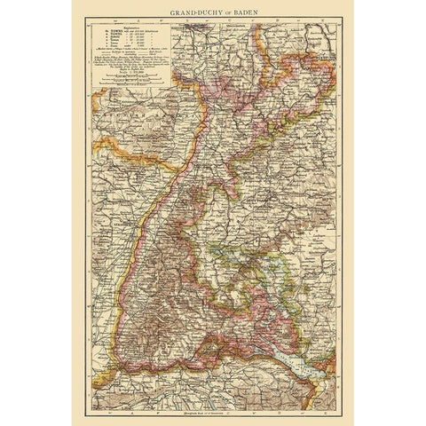 Grand Duchy of Baden Germany - Andree 1895 Gold Ornate Wood Framed Art Print with Double Matting by Andree