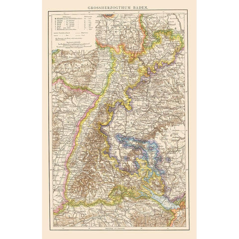 Grand Duchy of Baden Germany - Andree 1895 Gold Ornate Wood Framed Art Print with Double Matting by Andree