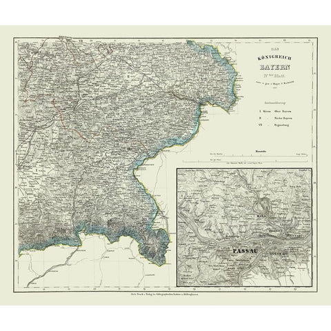 Bavaria Germany - Radefeld 1860 Black Modern Wood Framed Art Print with Double Matting by Radefeld